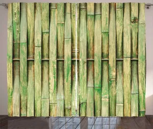 Бамбуковая штора ABAKUHAUS в деревенском стиле, ботаническое настенное изображение, универсальные ленточные шторы для гостиной с петлями и крючками, 280 x 225 см, цвет папоротника, цвет хаки Abakuhaus
