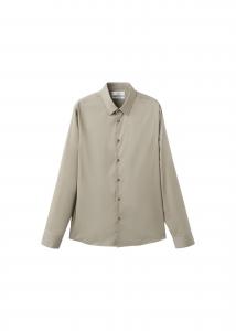 MANGO MAN Деловая рубашка приталенного кроя в светло-бежевом цвете