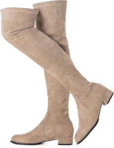 Женские ботфорты N.N.G выше колена с замшей, с широким каблуком, зимние, низкие, длинные, комфортные, с заостренным носком, Taupe 1 Inch Heel