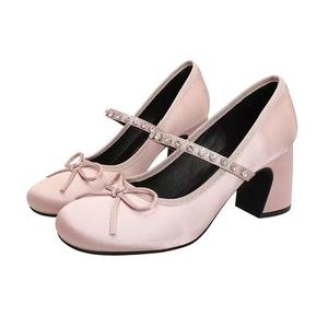 Туфли Мэри Джейн на массивном каблуке для женщин SHUMO, Gray