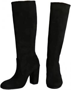 Женские высокие сапоги до колена с квадратным каблуком, стиль для ночного клуба и вечеринок, с толстым каблуком, длинные ботильоны для осенне-зимней носки Generic, Black