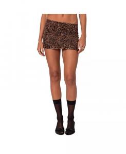 Женская мини-юбка Edin Leopard Print Mesh Edikted, коричневый