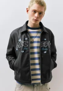 Куртка из искусственной кожи с цветами Pull&Bear, Black