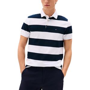 Поло мужское navy blue с белыми полосками Tommy Hilfiger, темно-синий/белый