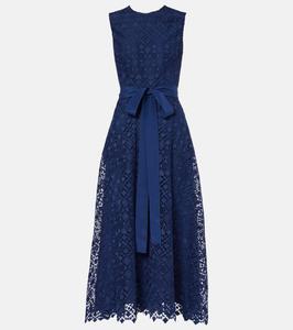 Платье миди из макраме с бантом Elie Saab, Moody Blue