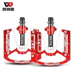 Велосипедные педали WestBiking из алюминиевого сплава универсальные с подшипниками, красный
