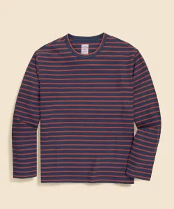 Хлопковая футболка с длинными рукавами и логотипом GF в морскую полоску.