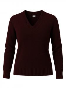 Ребристый свитер с V-образным вырезом в цвете Rouge Noir CASH-MERE.CH