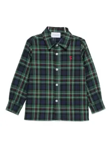 Клетчатая вышитая рубашка Trussardi Junior, зеленый