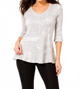 Асимметричная туника из отбеленного льна с мраморным рисунком Angel Apparel, marble