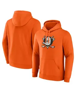 Мужская оранжевая толстовка с капюшоном Anaheim Ducks Primary Logo из флиса Fanatics