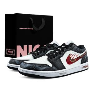 Баскетбольные кроссовки Air 1, износостойкие, винтажные, низкие, унисекс, серо-черные Jordan, Black