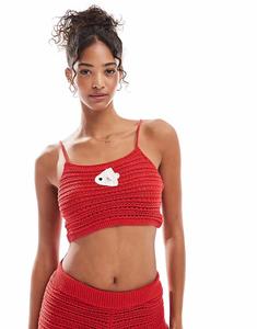 Укороченный топ Stradivarius STR coord крючком красного цвета