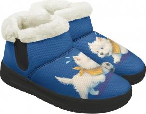 Мини-сапожки для женщин с мехом, зимние снегоходные сапоги на меховой подкладке, противоскользящие, теплые зимние обувь, устойчивая к пятнам Chririnla, Cartoon West Highland Terrier