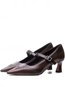 Туфли-лодочки с пряжкой Poche Paris, коричневый