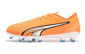 Низкие детские футбольные бутсы Ultra Play оранжево-белые Kids' PUMA