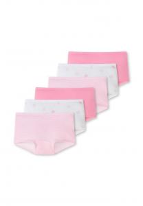 Короткие трусики детские для девочек упаковка из 6 пар 95/5 органический хлопок Schiesser, мультиколор