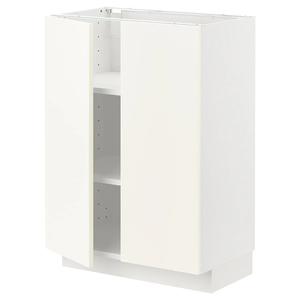 Нижний шкаф с полками/2 дверцы METOD IKEA, 60x37x80 см, цвет white/vallstena white