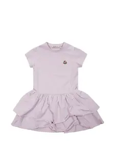 Платье с короткими рукавами и оборками Moncler Enfant, фиолетовый