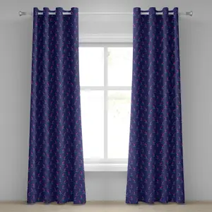 Шторы на люверсах ABAKUHAUS Фламинго, нарисованные вручную, с рисунком абстрактных птиц, волнистых морских волн, шутки, декоративные двухпанельные шторы, 280 см x 225 см, цвет: фиолетовый, синий, темно-коралловый Abakuhaus