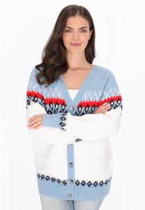 Кардиган usha Cardigan, Offwhite Multicolor/Blue