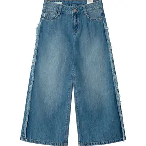 Джинсы Pepe Jeans Wide Leg LW Lexy с рваными краями и низкой посадкой, синий