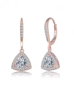 Серьги-Подвески из стерлингового серебра с круглыми и треугольными кубическими цирконами Genevive, pink