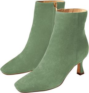 Женские удобные ботильоны FSJ с молнией, средний каблук, квадратный носок, классические, легко надеваются, офисные ботинки, размер 4-15 США, Green