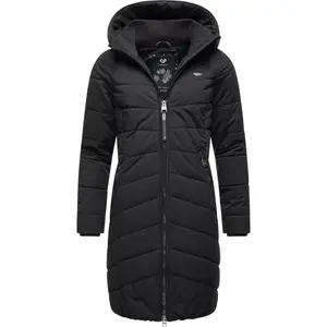 Стеганое пальто Ragwear "Dizzie Coat", стильная стеганая зимняя парка с капюшоном на подкладке, черный