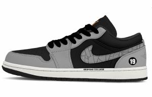 Jordan Детские баскетбольные кроссовки Air 1 Cool Rock из искусственной кожи с противоскользящей и износостойкой подошвой, низкие, черные и серые