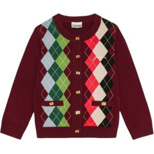 Кардиган с узором аргайл GANNI, коричневый