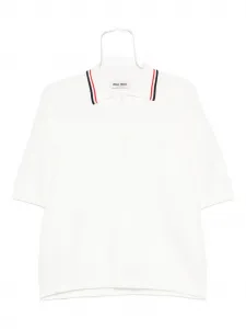 Рубашка поло с отделкой в полоску Miu Miu, белый