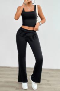 Два комплекта с квадратным вырезом и плиссированными деталями без рукавов TRUEDAMES, черный