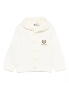 Кардиган с капюшоном и вышитым логотипом Moschino Kids, нейтральный