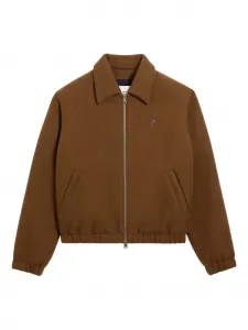 Шерстяная куртка с вышитым логотипом Ami Paris, коричневый