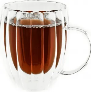 Набор из 8 стаканов с двойными стенками и ручками, рифленый дизайн, прозрачный, 350 мл Almina