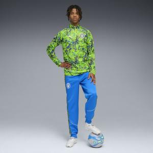 Мужская футболка «Манчестер Сити» с застежкой-молнией на четверть длины, предматчевая форма сезона 2025-26.