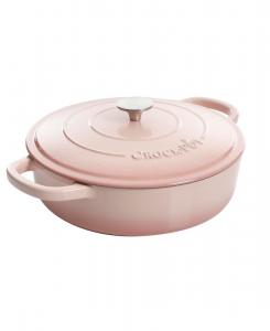 Чугунная кастрюля-жаровня Artisan объемом 5 кварт (около 1,8 литра) с крышкой из борасиликатного стекла - красная Crock Pot, Blush pink