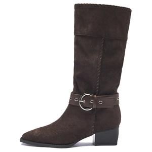 Женские сапоги AGSDON на каблуке 5 см, шоколадный