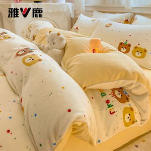 Yalu Пододеяльник 180х220 см из молочного вельвета, двойной флис