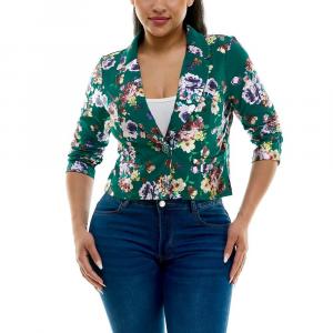 Женский блейзер из фольги Nina Leonard, цвет Teal Multi
