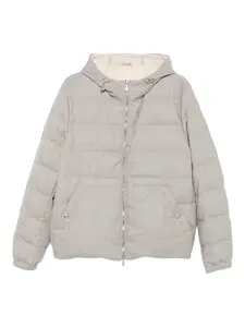Стеганое пальто с капюшоном Eleventy, серый