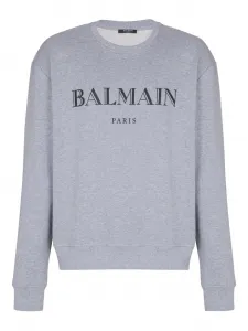 Толстовка с логотипом BALMAIN, серый