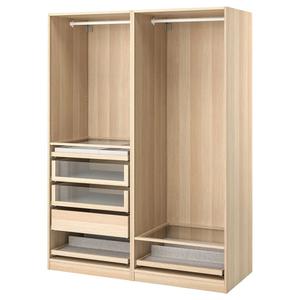Гардероб PAX IKEA, 150x58x201 см, цвет white stained oak effect