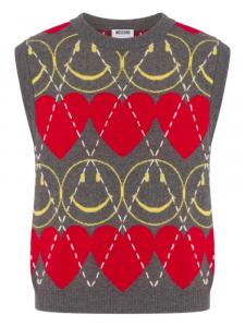Жилет Moschino smiley heart-intarsia, серый
