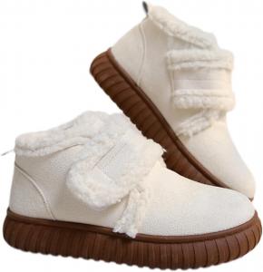 Милые женские платформенные зимние ботинки на снег Толстая подошва Уютные пушистые плюшевые боты UNMULFC, Beige