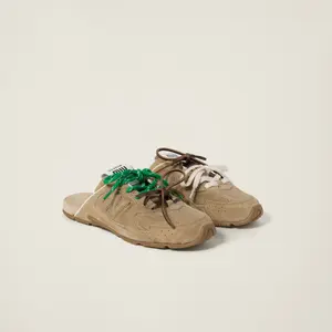 Мюли из потертой замши New Balance X Miu Miu 530 SL, бежевый