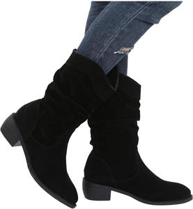 Женские зимние сапоги ZBYY до середины голени, модные сапоги с невысоким каблуком, мягкие сапоги, классические ботильоны с круглым носком, Black