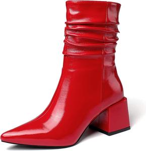 Ботильоны Vivian с заостренным носком, средние по высоте, грубый массивный каблук для женщин Vivianly, Rot/Ausflug, Einfarbig (Getaway Solids)