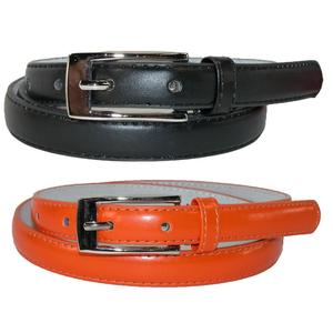 Женский узкий кожаный ремень для платья (набор из 2 цветов) CTM, черный/оранжевый